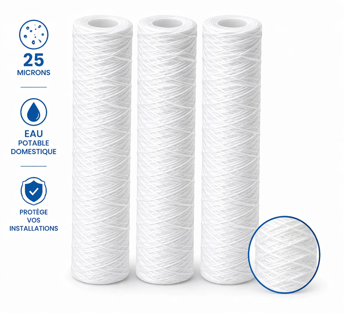 CARTOUCHE SEDIMENTS 10 POUCES 25 MICRONS - LOT DE 3