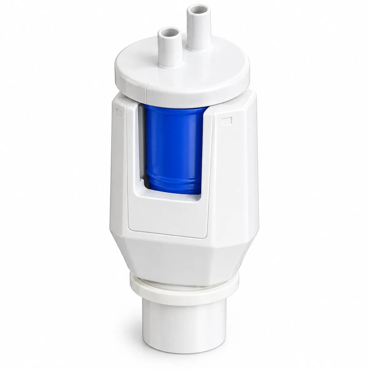 Air gap pour adoucisseur d’eau assemblé, avec corps blanc et insert bleu