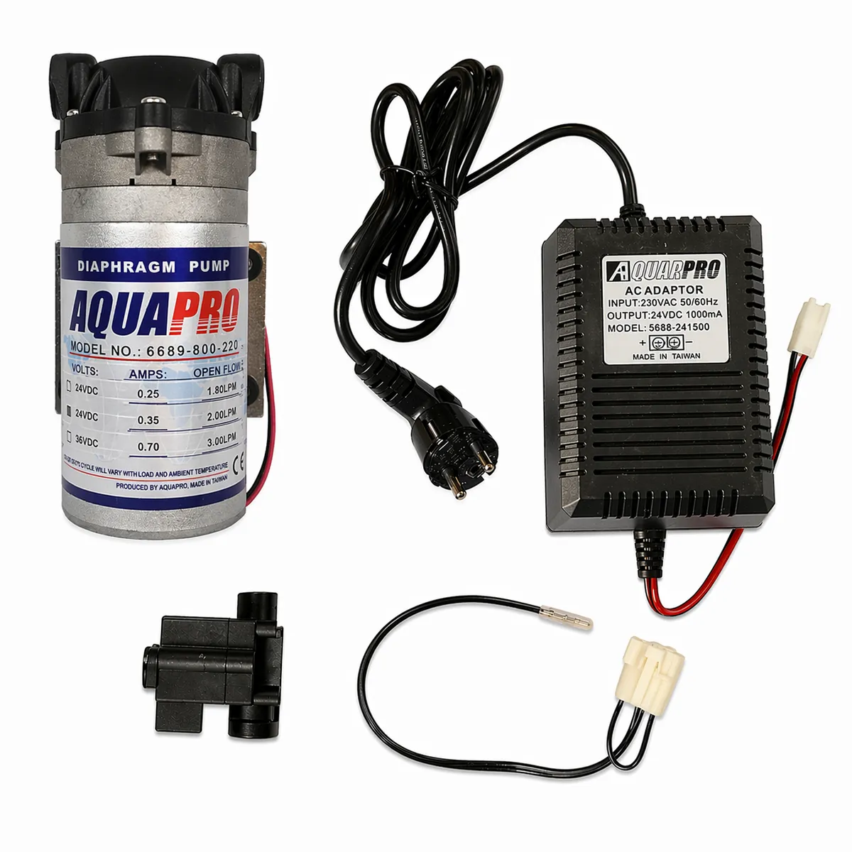 POMPE BOOSTER OSMOSEUR AQUARIUM AQUAPRO AVEC SWITCH HAUTE PRESSION ET TRANSFORMATEUR 24V