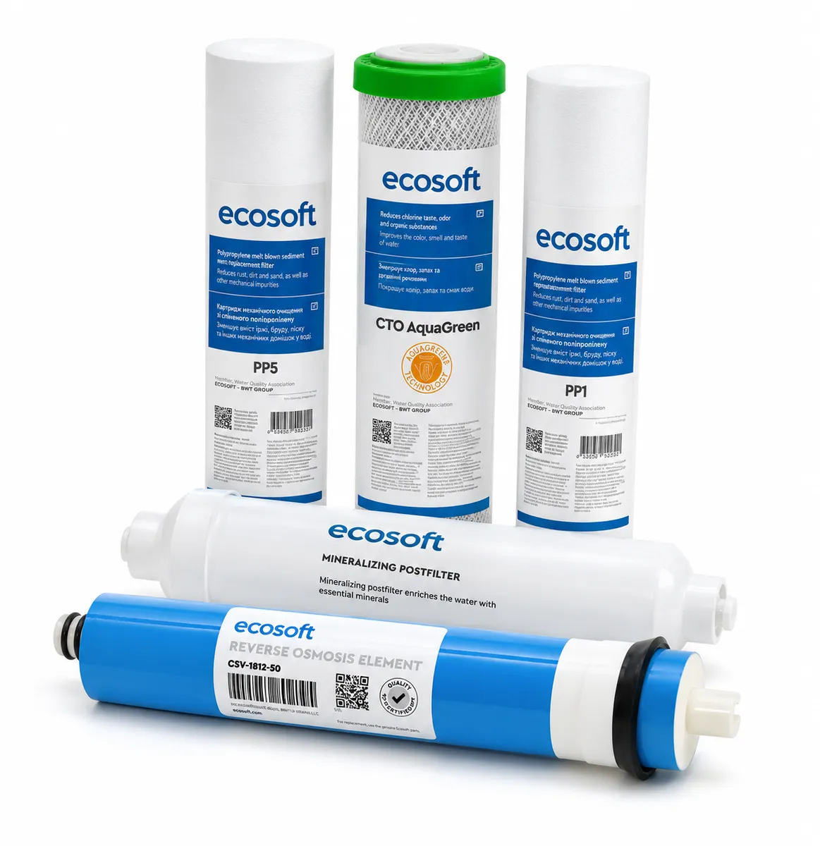CARTOUCHE DE REMPLACEMEN T ECOSOFT PRO RO - 5 FILTRES