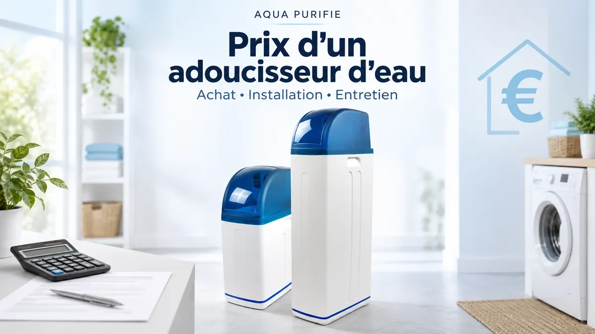 Deux adoucisseurs IDEAL blancs et bleus illustrant le prix d’un adoucisseur d’eau : achat, installation et entretien.