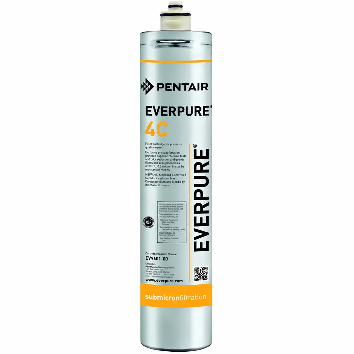 Cartouche filtrante Pentair Everpure 4C EV960100 présentée de face sur fond blanc.