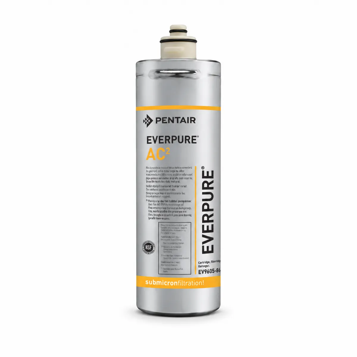 Cartouche de remplacement Pentair Everpure AC² EV960586 présentée de face sur fond blanc.