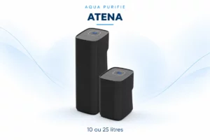Adoucisseurs ATENA 10 et 25 litres anthracite, avec écrans intégrés aux panneaux supérieurs.